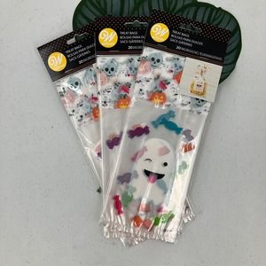 Wilton Clear White Multi-Colored Emoji Candy Ghost Plastic Twist Tie Treat Bags